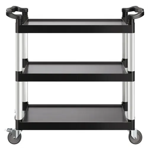 VEVOR Mehrzweckwagen, 226 kg Tragkraft, 3-stufiger Universalwagen aus Kunststoff mit 360° Schwenkrädern (2 mit Bremse), 106x49x98 cm großer Servierwagen für Lager, Büro, Zuhause, Restaurant, Küche – Bild 10