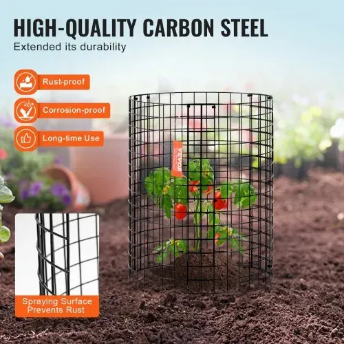 VEVOR 6er-Pack Pflanzenschutz vor Tieren, 32 cm Durchmesser x 35 cm Höhe, Pflanzenschutz aus Hühnerdraht, Pflanzenkäfige für Pflanzen im Freien, Blumen und Gemüse, hält Hasen, Hühner und Eichhörnchen fern, 18-teiliges Metallgeflecht – Bild 2