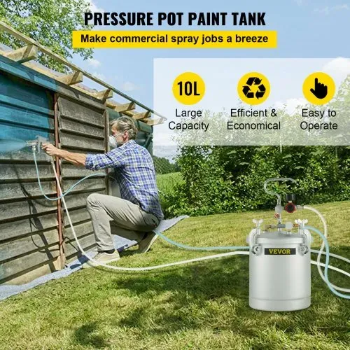 VEVOR 10 LFarbspritzpistole, 30 PSI Farbbehälter, Farbsprühsystem Lackhalter zum Auftragen von Wasserfarbe, Flecken, Lack, Lacken, feine Oberflächen für Innen- und Außenprojekte VEVOR 10 LFarbspritzpistole, 30 PSI Farbbehälter, Farbsprühsystem Lackhalter zum Auftragen von Wasserfarbe, Flecken, Lack, Lacken, feine Oberflächen für Innen- und Außenprojekte