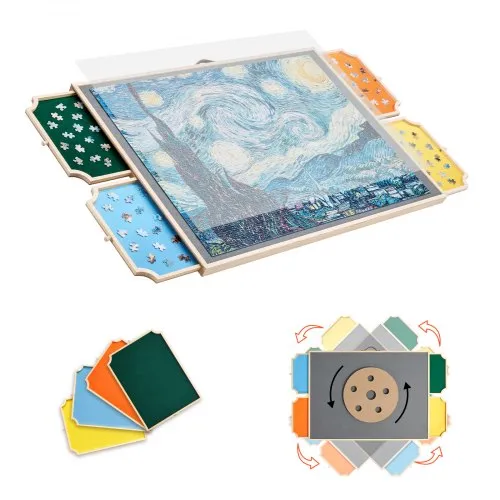 VEVOR 1500-teiliges drehbares Puzzlebrett mit 4 bunten Filzschubladen & Abdeckung, tragbarer Puzzletisch (890 x 660 x 32 mm), Puzzle-Zubehör für Erwachsene, Puzzle-Aufbewahrungssystem Puzzle Boards VEVOR 1500-teiliges drehbares Puzzlebrett mit 4 bunten Filzschubladen & Abdeckung, tragbarer Puzzletisch (890 x 660 x 32 mm), Puzzle-Zubehör für Erwachsene, Puzzle-Aufbewahrungssystem Puzzle Boards