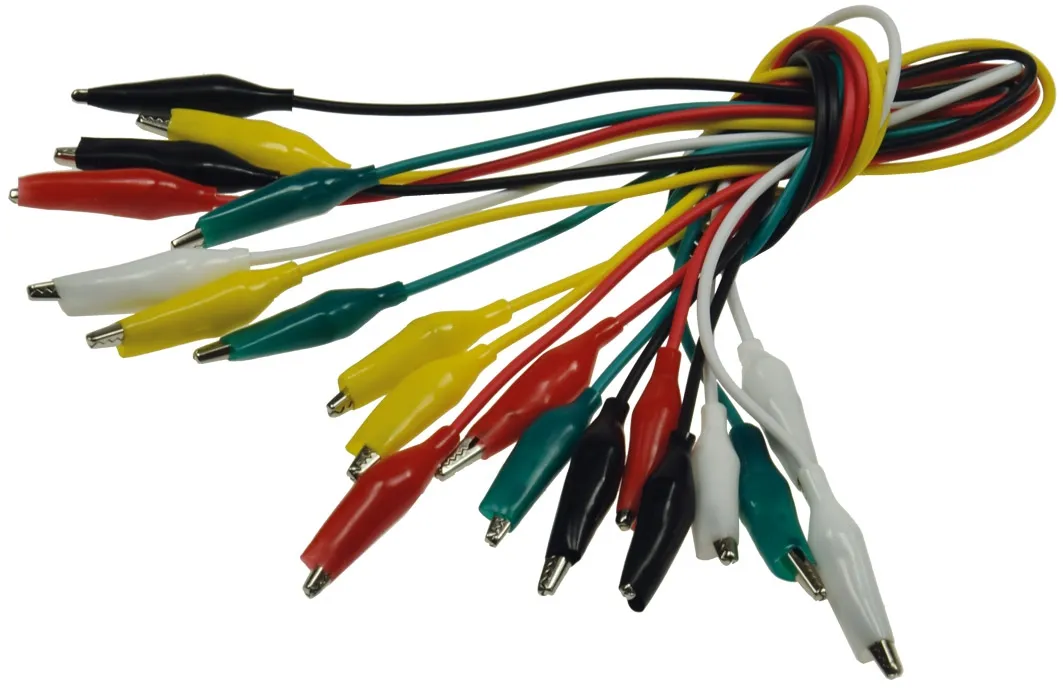 Prüfkabel-Set mit Kroko-Klemmen je 45cm, verschiedene Farben, 10-teilig Prüfkabel-Set mit Kroko-Klemmen je 45cm, verschiedene Farben, 10-teilig