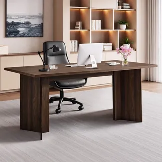 VEVOR Chefschreibtisch (160 lang) moderner Bürotisch mit Kabelanschlussloch, Schreibtisch aus Wabenplatte + Spanplatte, 113,4 kg Tragkraft, Computertisch für Arbeit Studium Schreiben, Braun+Schwarz VEVOR Chefschreibtisch (160 lang) moderner Bürotisch mit Kabelanschlussloch, Schreibtisch aus Wabenplatte + Spanplatte, 113,4 kg Tragkraft, Computertisch für Arbeit Studium Schreiben, Braun+Schwarz