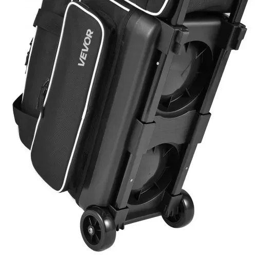 VEVOR 1 Bowlingtasche mit Rollen + 1 Bowlingtasche (Mini) für 2+1 Kugeln 600D Oxford Weiß Schwarz, für Schuhe bis US-Größe 16 und Zubehör, mit Teleskopgriff (bis zu 1016 mm) und Doppellagigen Ablagen – Bild 10