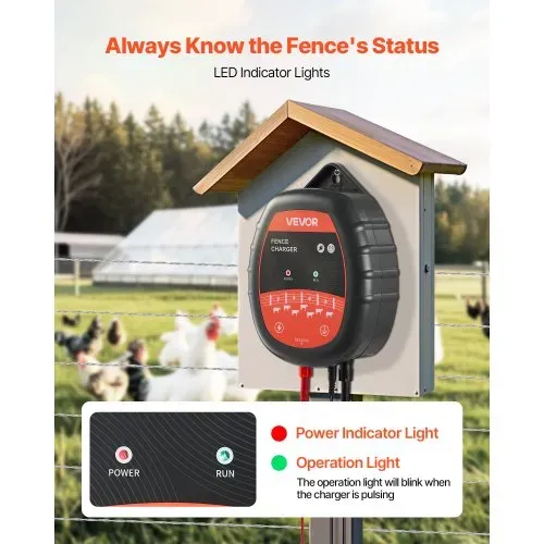 VEVOR Weidezaungerät, 10 kV 1J, AC/DC Elektrozaungerät mit LED-Anzeige, Reichweite 3 km, Leistungsstarkes Plug-in-Ladegerät, zum Schutz von Eindringen vor Wildtieren für Nutztiere & Geflügel – Bild 4