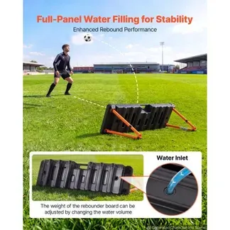 VEVOR Fußball Rebound Board 95 x 25 x 46 cm Doppelseitiges Prellwand Brett für Parks Gärten und Heimtraining, 4 Verstellbare Winkel, Tragbarer Wasserbefüllbarer PE-Rückstoßtrainer, 4,2 kg Leergewicht VEVOR Fußball Rebound Board 95 x 25 x 46 cm Doppelseitiges Prellwand Brett für Parks Gärten und Heimtraining, 4 Verstellbare Winkel, Tragbarer Wasserbefüllbarer PE-Rückstoßtrainer, 4,2 kg Leergewicht