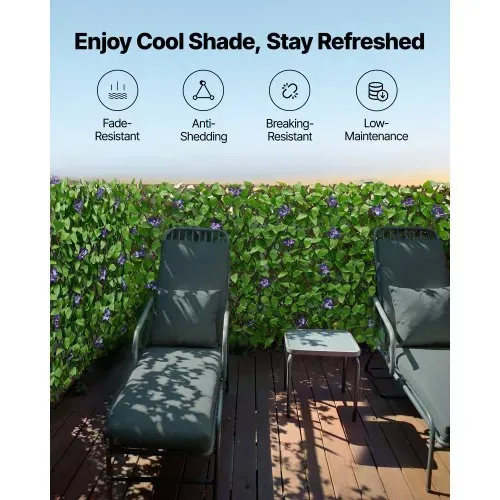 VEVOR Künstliche Hecke 64,9x310 cm 2-tlg. Set, Pflanzenwand, Ausziehbarer Sichtschutz, Sichtschutzzaun, Heckenzaun, Kunstpflanzen Balkonverkleidung für Hochzeiten, Außengärten, Hinterhöfe – Bild 4