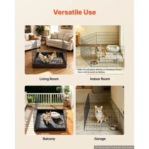 VEVOR Welpenauslauf Welpenlaufstall Hundeauslauf 61cm 4-tlg. mit Bodenmatte, Spielplatz für Kleine Hunde Katzen & Andere Kleintiere Faltbar Durch die Verschiedenen Formen Vielfältig Einsetzbar – Bild 5