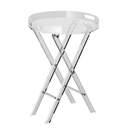 VEVOR Acryl-Klapptisch mit Tablett φ40 x 58 cm, Acryl-Beistelltisch mit Klappbarem X-Bein, Acryl-Beistelltisch für Kaffee, Getränke, Essen, Snacks, Couchtisch für Wohnzimmer, Schlafzimmer usw. VEVOR Acryl-Klapptisch mit Tablett φ40 x 58 cm, Acryl-Beistelltisch mit Klappbarem X-Bein, Acryl-Beistelltisch für Kaffee, Getränke, Essen, Snacks, Couchtisch für Wohnzimmer, Schlafzimmer usw.