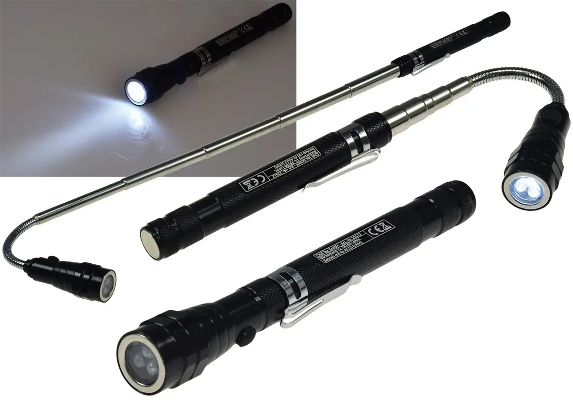 Teleskop Pick-Up Werkzeug mit LED Je 1 Magnet Kopf+Fuß, Schwanenhals Teleskop Pick-Up Werkzeug mit LED Je 1 Magnet Kopf+Fuß, Schwanenhals
