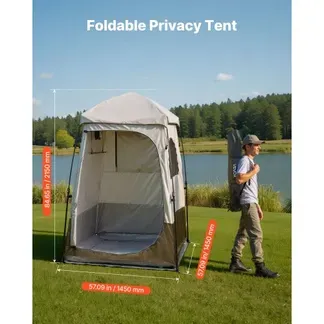 VEVOR Duschzelt mit 1 Raum, Wasserfestes Toilettenzelt (145x145x215 cm), Umkleidezelt inkl. Heringen & Seilen & Tragetasche & Querstange, aus 210D Oxford-Gewebe für Camping Strand Angeln Khaki VEVOR Duschzelt mit 1 Raum, Wasserfestes Toilettenzelt (145x145x215 cm), Umkleidezelt inkl. Heringen & Seilen & Tragetasche & Querstange, aus 210D Oxford-Gewebe für Camping Strand Angeln Khaki