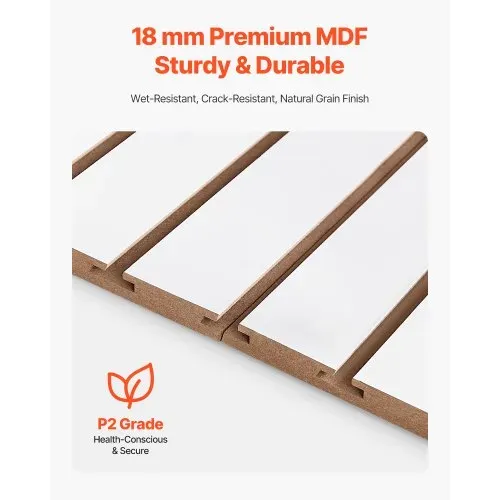 VEVOR Werkzeugwand 1220x1220x18 mm, MDF-Garagen-Lamellenwand, weißer Wandorganizer, 11,3kg Tragkraft Lamellenwandpaneel mit Kupplungsstruktur & DIY-Zuschnitt, geeignet für Lagerung & Präsentation – Bild 2