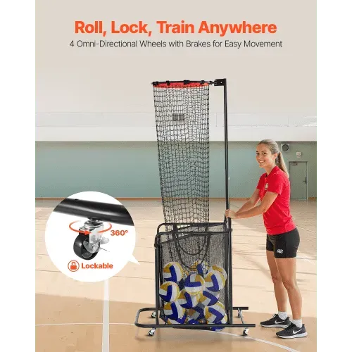 VEVOR Volleyball Trainingsnetz, winkel- und höhenverstellbarer Volleyballtrainer, tragbares Übungsnetz mit Wagen & Rädern & Tragetasche, professionelles Aufschlag & Schmettertraining VEVOR Volleyball Trainingsnetz, winkel- und höhenverstellbarer Volleyballtrainer, tragbares Übungsnetz mit Wagen & Rädern & Tragetasche, professionelles Aufschlag & Schmettertraining