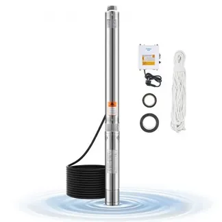 VEVOR Tiefbrunnenpumpe, 910 W Eingangsleistung, 100 L/min Durchfluss, 53 m Förderhöhe, mit 20 m Kabel, externer Steuerkasten, Edelstahl-Wasserpumpe, für industrielle Bewässerung und Heimgebrauch, IP68 VEVOR Tiefbrunnenpumpe, 910 W Eingangsleistung, 100 L/min Durchfluss, 53 m Förderhöhe, mit 20 m Kabel, externer Steuerkasten, Edelstahl-Wasserpumpe, für industrielle Bewässerung und Heimgebrauch, IP68