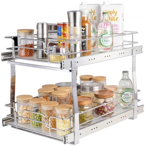 VEVOR Ausziehbares Gewürzregal Doppelkorb Spülschrankregal Küchenschrank, Schiebeschublade Waschbecken Gewürzregal Schrank Organizer Unterschrankregal 385x569x483 mm (Einbaumaße) VEVOR Ausziehbares Gewürzregal Doppelkorb Spülschrankregal Küchenschrank, Schiebeschublade Waschbecken Gewürzregal Schrank Organizer Unterschrankregal 385x569x483 mm (Einbaumaße)