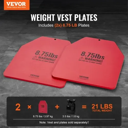 VEVOR Gewichtsplatten für Gewichtswesten 8 kg Set (2 x 4 kg), Flache Gewichtswestenplatten für WODs & Funktionelles Training, Ergonomisches Zusatzgewicht für Krafttraining, Laufen und Fitness, Rot VEVOR Gewichtsplatten für Gewichtswesten 8 kg Set (2 x 4 kg), Flache Gewichtswestenplatten für WODs & Funktionelles Training, Ergonomisches Zusatzgewicht für Krafttraining, Laufen und Fitness, Rot