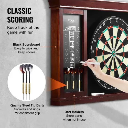 VEVOR Dartboard spielbereites Paket, Dartboard-Schrankset in offizieller Größe, Dartscheibe 45 x 3,8 cm, Dartschrank mit Stahlspitze, komplett mit sämtlichem Zubehör, für Cricket-Spiele – Bild 3