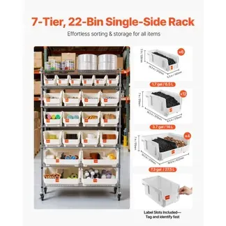 VEVOR Standregal, Lagerregal mit 22 Stapelboxen, Bücherregal, Küchenregal mit Rollen, mobile Werkzeugaufbewahrung für Garage, Lager, Büro, Restaurant, Klassenzimmer, Küchen, 355x900x1490mm VEVOR Standregal, Lagerregal mit 22 Stapelboxen, Bücherregal, Küchenregal mit Rollen, mobile Werkzeugaufbewahrung für Garage, Lager, Büro, Restaurant, Klassenzimmer, Küchen, 355x900x1490mm