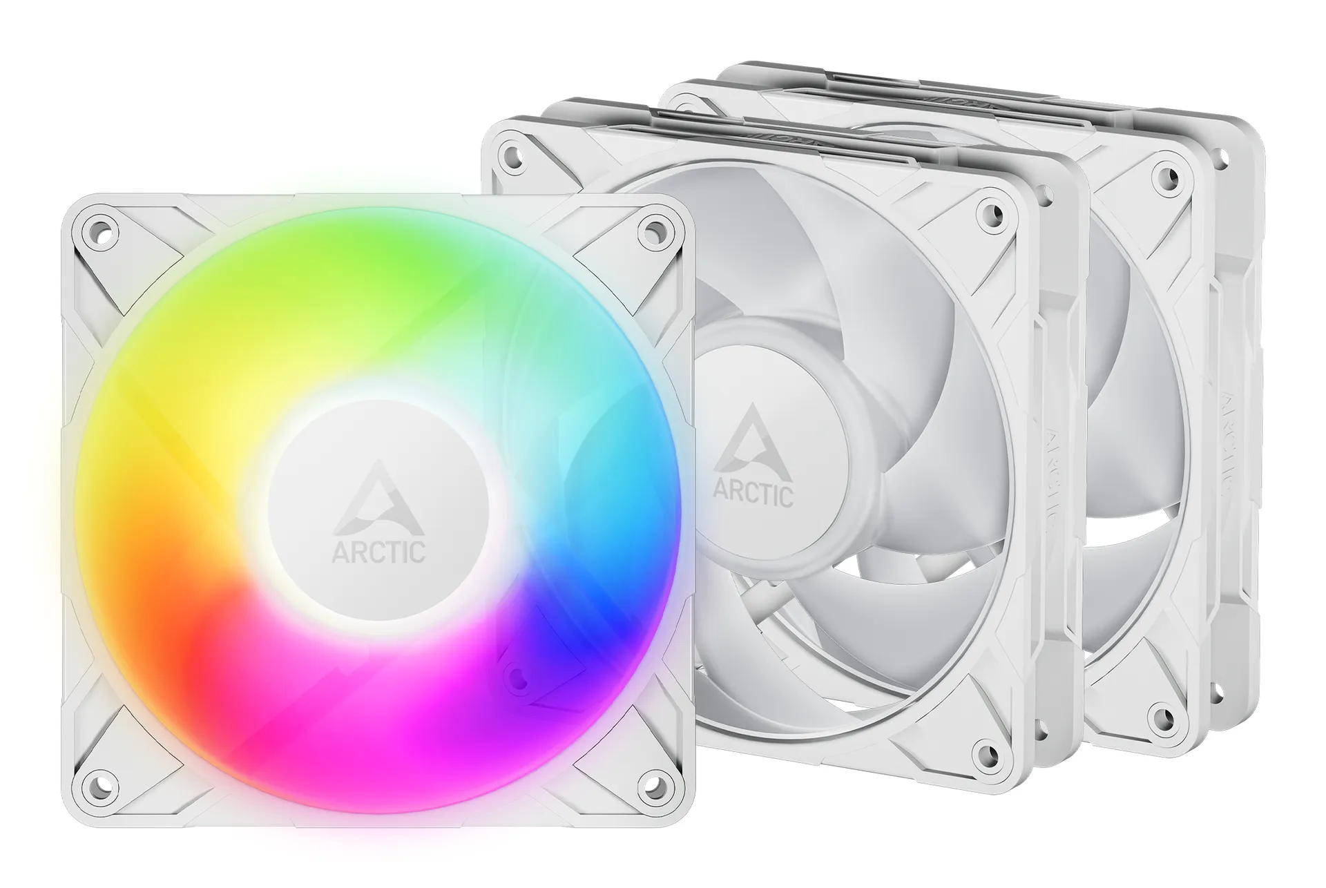 ARCTIC Freezer P12 Pro A-RGB (White) – 3 Pack 120 mm A-RGB PWM-Lüfter mit Kabelsplitter ARCTIC Freezer P12 Pro A-RGB (White) – 3 Pack 120 mm A-RGB PWM-Lüfter mit Kabelsplitter
