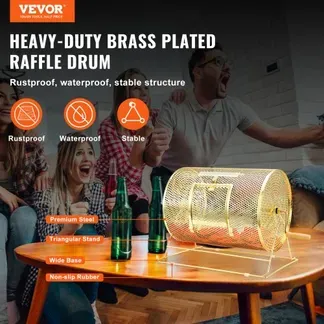 VEVOR Lostrommel Glückskind 5000 Lose oder 300 Tombola-Kugeln Fassungsvermögen, Professioneller Los-Drehkäfig aus Metall, Lotterie-Drehscheibe, Losbox für Lotteriespiele Golden VEVOR Lostrommel Glückskind 5000 Lose oder 300 Tombola-Kugeln Fassungsvermögen, Professioneller Los-Drehkäfig aus Metall, Lotterie-Drehscheibe, Losbox für Lotteriespiele Golden