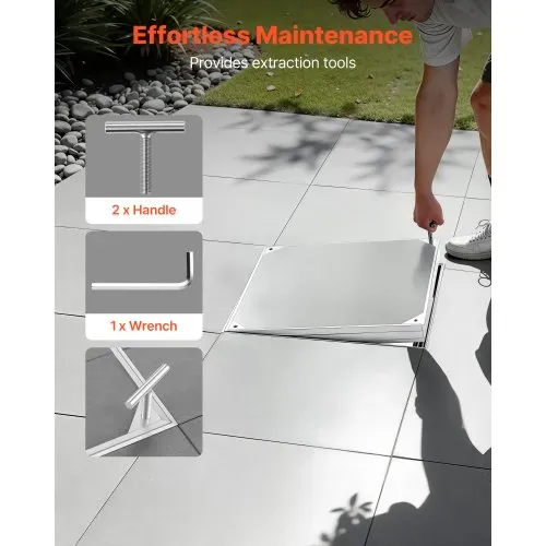 VEVOR Schachtabdeckung mit Rahmen 50 x 50 cm, Unsichtbarer Schachtdeckel Auspflasterbarer Klärgrubendeckel aus Aluminiumlegierung für Integrierten Abflusskanal auf Gehwegen in Gärten auf Terrassen – Bild 4