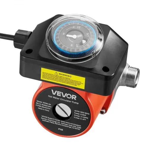 VEVOR Umwälzpumpe mit Timer, 38 LPM Umwälzpumpensystem mit sofortiger Zirkulation, 100 W AC 220–240 V, Heizungspumpe G3/4 Zoll auf G1/2 Zoll Anschluss, für Boiler, Warmwasserbereitung – Bild 8