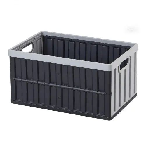 VEVOR Klappboxen 65 L 3er-Pack, Faltbare Aufbewahrungsboxen aus Kunststoff, Stapelbare Klappkörbe mit Deckel, Tragkraft 38 kg pro Box, Klappkisten, Ideal für Haushaltsorganisation, Grau & Schwarz – Bild 9