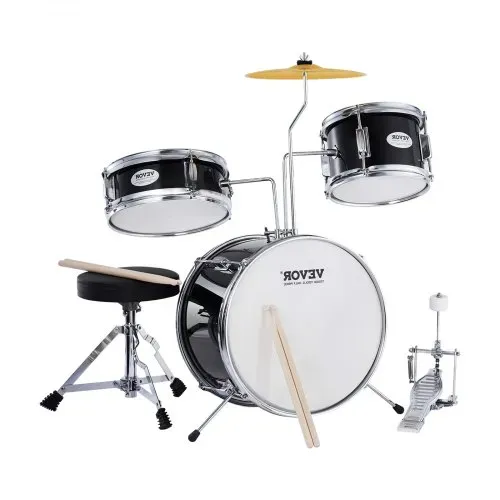 VEVOR Schlagzeugset, 3-teilig, Drum-Set mit verstellbarem Thron-Becken-Pedal, zwei Paar Drumsticks, ca. 20 cm Tom Drum, ca. 25 cm Snare Drum, ca. 36 cm Bass Drum, Schlagzeugset für Kinder, schwarz – Bild 9