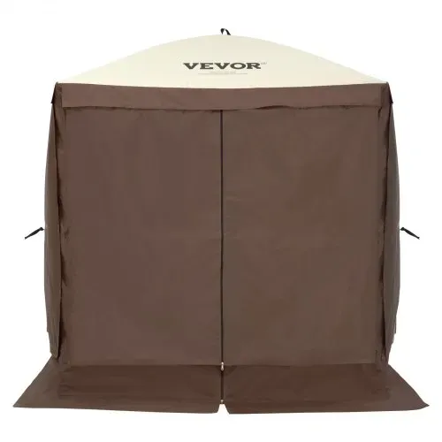 VEVOR Pop-Up-Pavillonzelt, Pop-Up-Zelt mit 4-seitigem Baldachin, Sonnenschutz mit 4 abnehmbaren Sichtschutz-Windtüchern und Netzfenstern, 6 x 6 Fuß, Schnellaufbau-Zelt mit Moskitonetz, braun – Bild 10