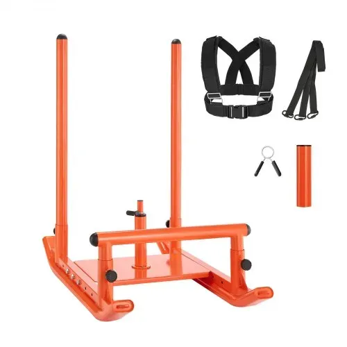 VEVOR Gewichtsschlitten Kraftschlitten Krafttrainingsschlitten zur Verbesserung der Geschwindigkeit bei sportlichen Übungen, Fitnessgerät mit Griff, Kompatibel mit 25/51 mm Gewichtsscheiben, Orange – Bild 8