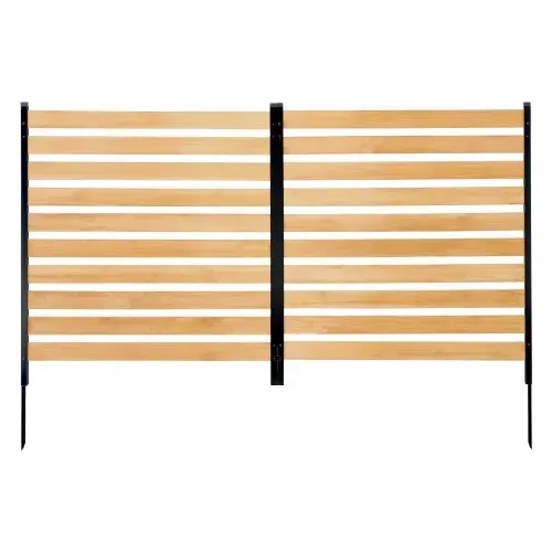 VEVOR Sichtschutzzaun Holz, 1100x982 mm, 2-Paneele-Gartenzaun für Klimaanlagen, Umzäunung für Poolausrüstung mit Metallpfählen, Lattenzaun, Mülltonnenversteck für den Außenbereich als Gartendekoration – Bild 8