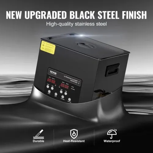 VEVOR 10 L Ultraschallreiniger 240 W digitales Ultraschallreinigungsgerät mit Schonmodus & verbesserter Entgasung, 40 kHz industrieller Schmuckreiniger mit Heizung & Timer, für Brillen Uhren Schwarz – Bild 4