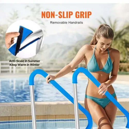 VEVOR Pool-Handlauf, 2 Stück, 1220 x 905 x 100 mm, Pooleinstieg Edelstahl mit Grundplatte für Innen-/Außenpools, Einstieghilfe für Schwimmbäder, Haltegriff mit Griffabdeckung & Zubehör für Spas – Bild 3