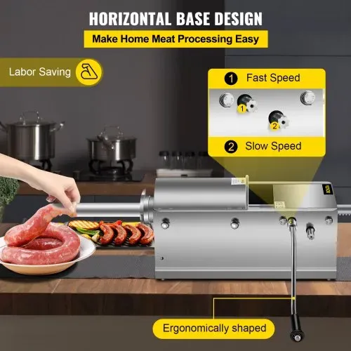 VEVOR Wurstfüller 3L Fleischwölfe Wurstmaschine Wurstfüllmaschine Horizontal Edelstahl Wurstspritze – Bild 3