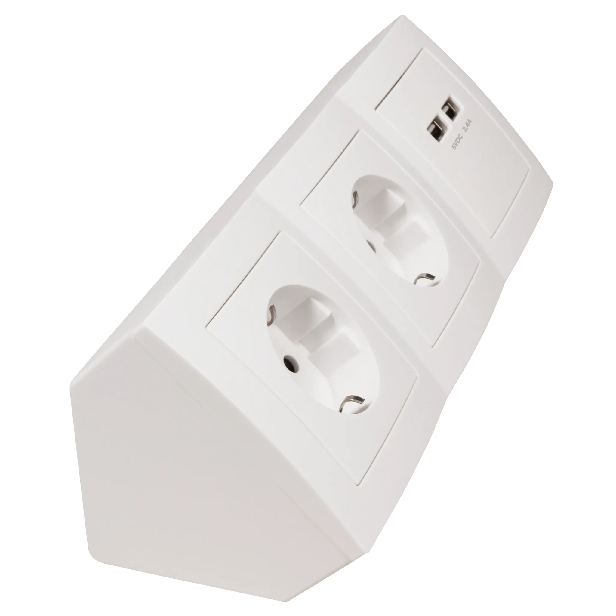 Steckdosenblock McPower ''Flair'' Aufbau, weiß, 2-fach Schutzkontakt + 2x USB – Bild 3