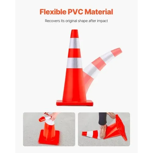 VEVOR Sicherheitskegel, 70 Höhe 12 Stk. Verkehrskegel aus PVC mit 2 Reflektierenden Kragen und beschwerter Basis, zur Verkehrskontrolle, zum Parken auf der Einfahrt – Bild 3