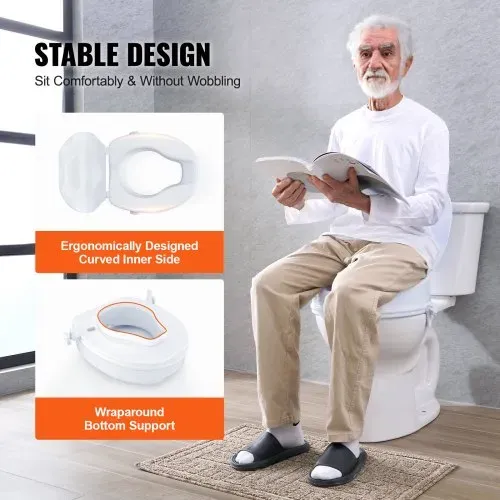 VEVOR Toilettensitzerhöhung Erhöhter Toilettensitz, 10 cm, 136 kg Tragkraft, Universelle Toilettensitzerhöhung, Schraubstangenverriegelung, mit Toilettensitz, für Behinderte, Patienten, Schwangere – Bild 4