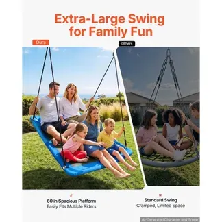 VEVOR Nestschaukel Tellerschaukel Familienschaukel 317 kg 149×77 cm Blau, für Outdoor & Indoor, Schaukelsitz aus 900D Oxford-Gewebe mit 2 Aufhängegurten, Verstellbaren Seilen & Abgerundeten Kanten VEVOR Nestschaukel Tellerschaukel Familienschaukel 317 kg 149×77 cm Blau, für Outdoor & Indoor, Schaukelsitz aus 900D Oxford-Gewebe mit 2 Aufhängegurten, Verstellbaren Seilen & Abgerundeten Kanten