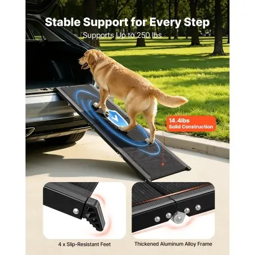 VEVOR Hunderampe, 160 x 43,2 cm, faltbare Hundeautorampen für mittelgroße & große Hunde bis 113 kg, Hundetreppe mit rutschfester Oxford-Gewebeoberfläche, tragbare Einstiegshilfe für SUV & LKW VEVOR Hunderampe, 160 x 43,2 cm, faltbare Hundeautorampen für mittelgroße & große Hunde bis 113 kg, Hundetreppe mit rutschfester Oxford-Gewebeoberfläche, tragbare Einstiegshilfe für SUV & LKW