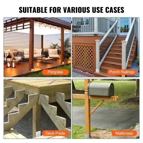 VEVOR Aufschraubhülse 149 x 143 x 160 mm U Pfostenträger aus Edelstahl mit Sprühbeschichtung Pfostenschuh mit einer 23 mm dicken Deckplatte Pfosten Ideal für Pergolen Verandageländern – Bild 5