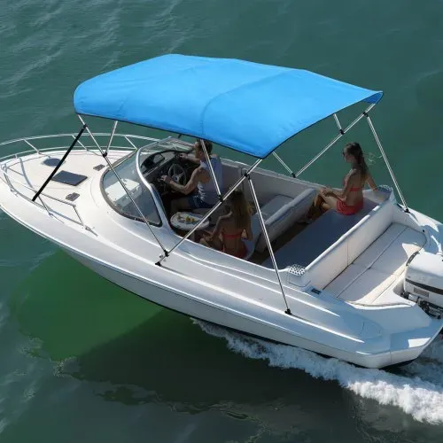 VEVOR Bimini Top Bootsabdeckung Sonnenverdeck (4 Bögen) aus 600D Polyester mit Rahmen aus Aluminiumlegierung, wasserdichte Sonnenschutz-Bootsmarkise mit Aufbewahrungstasche, 216-229 cm (B) Blau – Bild 7