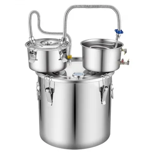 VEVOR Distillieranlage 30 L mit Thumper-Fass Wasserpumpe Thermometer Silber, Destillationsset mit Doppelskala-Thermometer für Whisky, Wein und Brandy, Destillierer-Heimbrauset für Hobby und Küche – Bild 10
