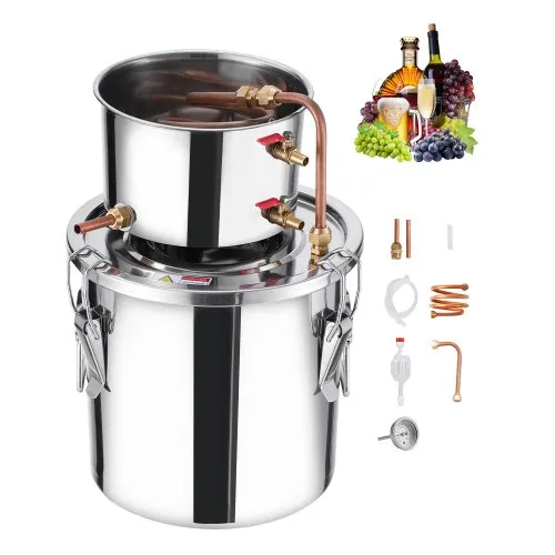VEVOR Alkoholdestillieranlage, 3 Gal / 11,4 L Edelstahl Wasseralkoholdestillieranlage mit Kupferspule, Heimbrau-Raffinations-Gärungsset mit Thermometer, für Wein Whisky Brandy Silber VEVOR Alkoholdestillieranlage, 3 Gal / 11,4 L Edelstahl Wasseralkoholdestillieranlage mit Kupferspule, Heimbrau-Raffinations-Gärungsset mit Thermometer, für Wein Whisky Brandy Silber