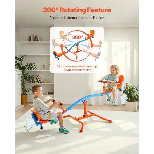 VEVOR Kinderwippe 2640 x 930 x 710 mm, Wippe bis 136 kg belastbar, Gartenwippe mit Griffen, Schaukelwippe, Karussellwippe für draußen, 360 Grad drehbar, Spielzeug für Kinder ab 3 Jahren – Bild 2
