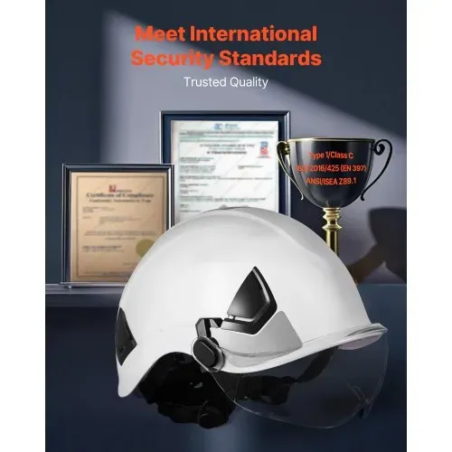 VEVOR Schutzhelm ANSI/ISEA Z89.1-zugelassener Sicherheitshelm mit Visier & 6-Punkt-Ratschenaufhängung, verstellbarer Industriehelm belüfteter Bauhelm Arbeitshelm für Industriebau Arbeitskleidung VEVOR Schutzhelm ANSI/ISEA Z89.1-zugelassener Sicherheitshelm mit Visier & 6-Punkt-Ratschenaufhängung, verstellbarer Industriehelm belüfteter Bauhelm Arbeitshelm für Industriebau Arbeitskleidung