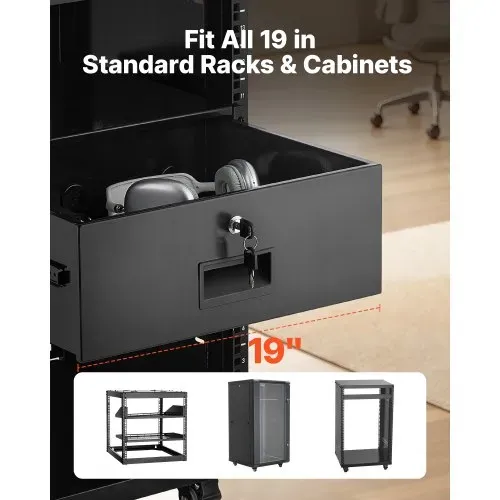 VEVOR 4U-Rackschublade, 22,68 kg, abschließbares Serverschrankgehäuse, Schiebeschublade mit Schloss & Kabelmanagementlöchern, für 482 mm Netzwerkschrank-AV-Rack oder Schrankgehäuse VEVOR 4U-Rackschublade, 22,68 kg, abschließbares Serverschrankgehäuse, Schiebeschublade mit Schloss & Kabelmanagementlöchern, für 482 mm Netzwerkschrank-AV-Rack oder Schrankgehäuse