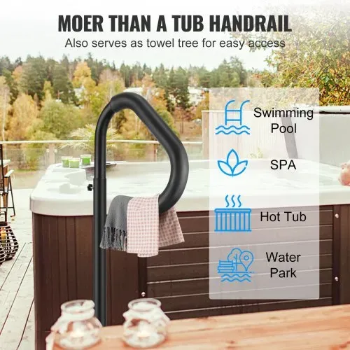 VEVOR Whirlpool Handlauf 272kg Tragfähigkeit Spa-Geländer aus Aluminiumlegierung Pool Handlauf Höhenverstellbar von 122,92 bis 160cm Haltegriff Einstiegshilfe 360° drehbar für Schwimmbäder Whirlpools – Bild 4