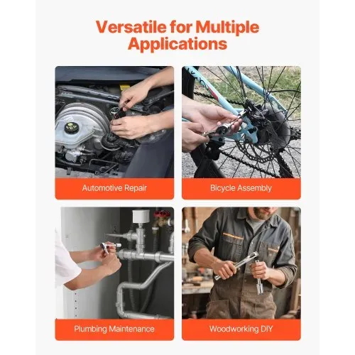 VEVOR Steckschlüsselsatz 27-tlg. 6,4 mm Antriebssteckschlüsselsatz Ratschensatz, SAE und metrisch, mit Ratschenschlüssel Verlängerungsstange Aufbewahrungskoffer, CR-V-Legierungsstahl – Bild 5