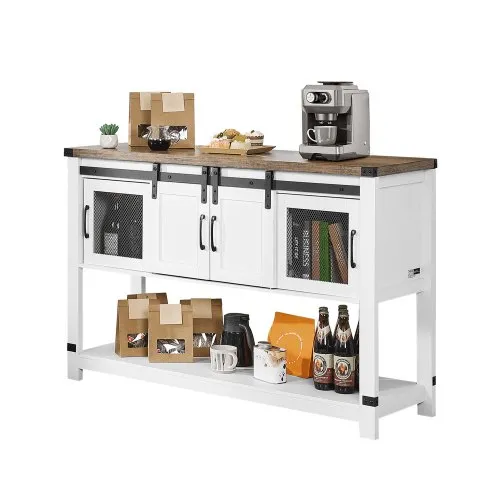 VEVOR Kaffeebarschrank 120 x 39,8 x 83 cm Bauernhaus-Kaffeebarschrank mit 4-stufigem Stauraum, Kaffeebartisch mit Scheunentoren, Sideboard-Buffetschrank für Wohnzimmer Eingangsbereich VEVOR Kaffeebarschrank 120 x 39,8 x 83 cm Bauernhaus-Kaffeebarschrank mit 4-stufigem Stauraum, Kaffeebartisch mit Scheunentoren, Sideboard-Buffetschrank für Wohnzimmer Eingangsbereich