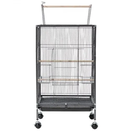 VEVOR Vogelkäfig, 460x460x770 mm, offene Oberseite, Vogelvoliere aus Schmiedeeisen mit Sitzstangen, Futterschale & Kunststoff-Futternäpfen, Rollen, für Papageien, Blaumeisen, Kanarienvögel – Bild 8