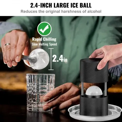 VEVOR Eiswürfelbereiter Eiswürfelformen Satz 60 mm, Eiswürfelform Eiskugelform mit Eiszange & Tropfschale, Alu Schwarze Strapazierfähige Eiswürfelformen Eiswürfelbehälter Whisky Americano, Saft – Bild 3